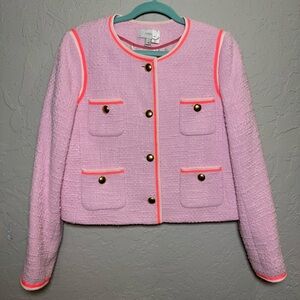J. Crew Amanda Pink Cotton Tweed Lady Jacket 10